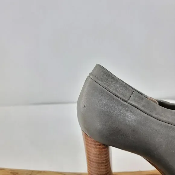 Clarks gray leather booties wood heel style name Narrative - Picture 8 of 9